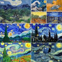 ♂✜ Van Gogh Famous Paintings Printed Canvas Cross Stitch Embroidery Set Sewing Handicraft Handmade Painting Mulina Needle Package