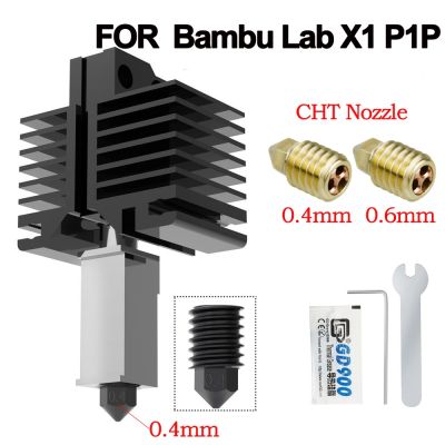 ▧┋ 3D Printer Upgraded Hotend Kit For Bambu Lab X1 P1P 500℃ Plated Copper Heater Block Hardened Steel Nozzle CHT Brass Nozzle 0.4mm