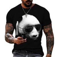 Fashion Casual Funny Animal Panda graphic t shirts Summer Trend Men Leisure Printed Round Neck Oversized streetwear Tees Tops