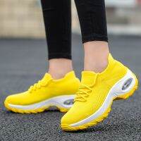 2020 Spring Autumn Women Cushion Sneakers Shoes Sports Running Platform for Yellow breathable Mesh Socks Boots 42