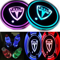 Auto Led Light Car Cup Holder Coaster สำหรับ Tesla รุ่น3 Ysx Model3 2016 2017 2018 2019 2020 2021 Land Rover Mazda Renault