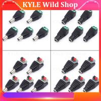 KYLE Wild Shop 5pcs DC male female power connector 5.5*2.1mm plug positive negative to solderless pressure terminal LED wiring connector