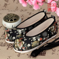 4Colors Women Vintage Embroidered Hanfu Shoes Chinese Style Ancient Elegant Cloth Shoes Retro Flat Short Boot Lace Up Slippers