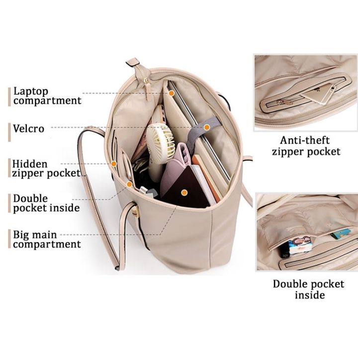 กระเป๋าแล็ปท็อปกันน้ำอย่างมีสไตล์-13-3-14-15-6-นิ้วสำหรับผู้หญิงกระเป๋าสะพายไหล่สบาย-ๆ