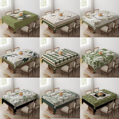 【JH】 retro green tablecloth geometric light luxury dining coffee desk decoration outdoor picnic napkin