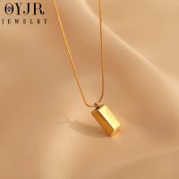 OYJR นักเก็ตทองคำขนาดเล็กจี้ทอง 18k มินิมอลสร้อยคอผู้หญิง เครื่องประดับสแตนเลสแท้ ไม่ลอกดำใส่อาบน้ำได้