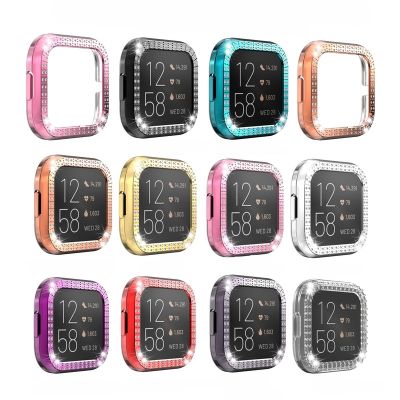 Double Diamond Watch Case for Fitbit Versa /Lite Luxury Bling Protective Frame Cover Smart Watch Shell For For Fitbit Versa 2