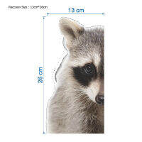 3D ตลก Cat Raccoon Half Face Peeking สติ๊กเกอร์ติดผนัง Art Decals ตกแต่งประตูสัตว์น่ารักหน้าต่างสำหรับตกแต่งบ้าน