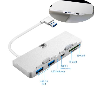 อะแดปเตอร์ตัวแยกชนิด-C พร้อมตัวอ่านบัตร TF USB อะลูมิเนียมอัลลอยแบบคลิปสำหรับ iMac 21.5 27 PRO บางเฉียบ