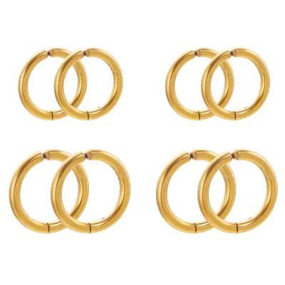 10pcs Stainless Steel Retractable Clip on Earrings Simple Plated18K Gold Fake Hoop Earrings Without Ear Holes Clip DIY Jewelry