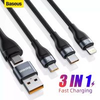 Baseus สาย USB ชาร์จเร็วแบบ3 In 1,โทรศัพท์มือถือ C 100W สำหรับ iPhone Micro