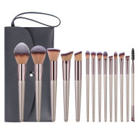 Champagne Makeup Brushes Set with Bag Highlighters Powder Foundation Concealer Eyeshadow Eyebrow Cosmetics for Face Brush Kits