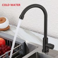 Matt black Single Cold kitchen faucet swivel kitchen tap Europe style total sink tap 304 stainless steel