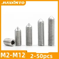 JUIDINTO 2 50pcs Hex Hexagon Socket Cone Point Set Screw M2 M2.5 M3 M4 M5 M6 M8 M12 Stainless Steel Grub Screw Headless Screw