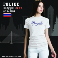 เสื้อคอกลม Police Bodygirl เสื้อทรงพอดีตัว Freesize เทา/ดำ/ขาว G354