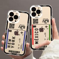 Ticket Travel Clear Phone Case For iPhone 11 12 Mini 13 14 Pro Max Transparent Shell Phone Cases