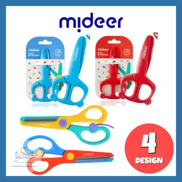 Red & Blue) Mideer Round Head Kids Safety Scissors For Children