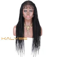 Kalyss 30 inches 13X7” Lace Parting Hand Braided Synthetic Lace Front Wigs for Women Long Braided Box Braids Hair Synthetic Wig Gift ของขวัญ