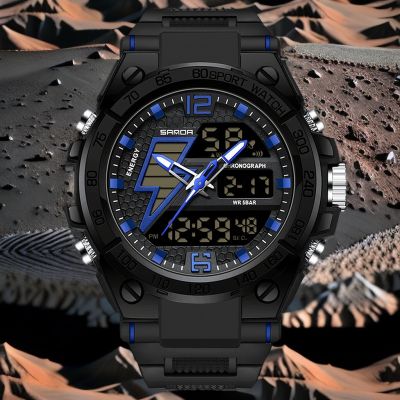 【July hot】 male student electronic watch multi-functional outdoor sports cool large dial waterproof of technology
