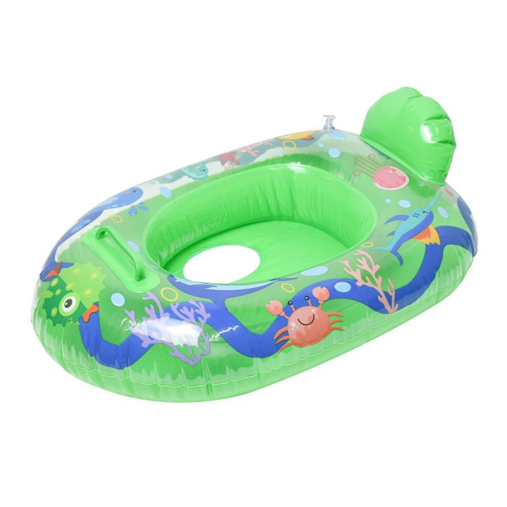 เตียงลมลอยน้ำว่ายน้ำเป่าลมสำหรับเด็กทารกที่นอนเป่าลมลายการ์ตูนน่ารักรูปร่างเรือว่ายน้ำ