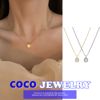 COCOJEWELRY สร้อยคอเปลือกสี่เหลี่ยมเทรนด์แบบเรียบง่าย,โซ่กระดูกไหปลาร้าหรูหราน้ำหนักเบาระดับไฮเอนด์สำหรับผู้หญิงเครื่องประดับแฟชั่นของขวัญ