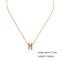 【Preflow ornament】 Ins Gold Chain Enamel 26 Letter-z H Initial Minimalism Pendant Choker NecklacesKorean Fashion Party Jewelry