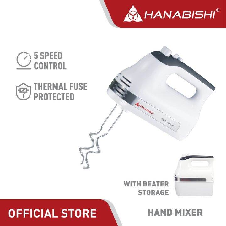 Hanabishi Hand Mixer With storage for hooks 5 speed control (HHM56