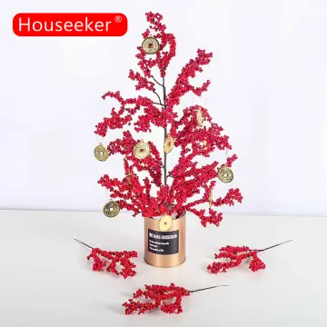 2024 Chinese New Year CNY Artificial Flowers Vase Lucky Fruit