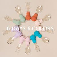 1pcs Baby Training Fork Spoon Set Learn To Eat Mini Fork Spoon For Baby Animal Bowl Fork Spoon Sets