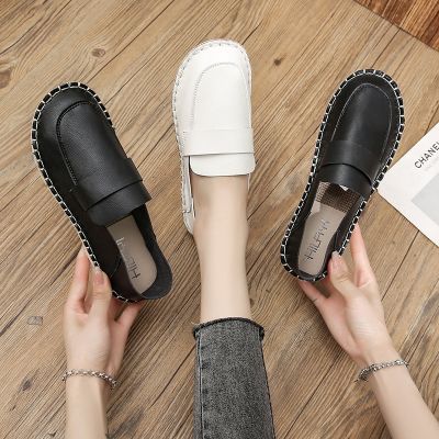 Autumn new straw fisherman shoes woman single slippers comfortable a leather shoes with flat weave linen shoes