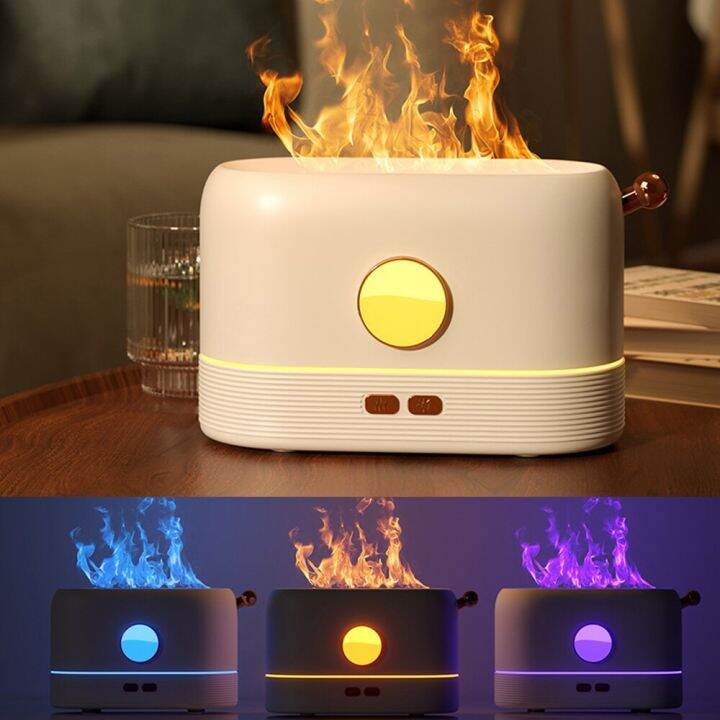 Flame Effect Air Humidifier 1/3/5H USB Smart Timing LED Electric