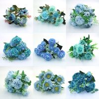 hotx【DT】 1 bunch of artificial flowers silk roses peonies hydrangeas chrysanthemums various wedding party decorations