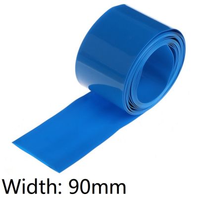 Width 90mm PVC Heat Shrink Tube Dia 57mm Lithium Battery Insulated Film Wrap Protection Case Pack Wire Cable Sleeve Blue Cable Management