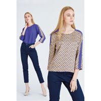 Guy Laroche Revesible Blouse เสื้อกีลาโรช เสื้อไม่มีปก แขนยาว ผ้าโพลีเอสเตอร์ ใส่ได้2ด้าน (IT5HDV)