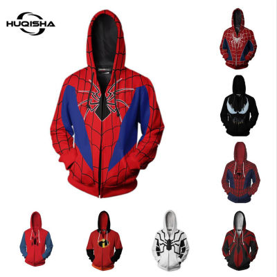 เสื้อกันหนาวพิมพ์ลาย Spiderman Venom 3 มิติแฟชั่นลําลองสําหรับผู้ชาย