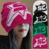 HotHip Hop ฤดูใบไม้ร่วงฤดูหนาว Warm Beanies Casual Y2K พิมพ์ Street Unisex สี่สีถักหมวกสำหรับคู่ Gift