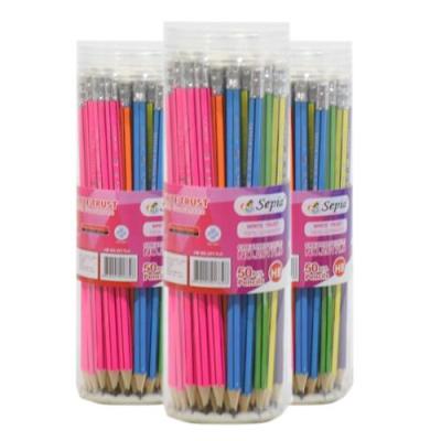 ส่งฟรี !! ดินสอ ดินสอไม้ HB Sepia สีด้าม คละสี สะท้อนแสง(แพ็ค50แท่ง) จัดส่งเร็ว