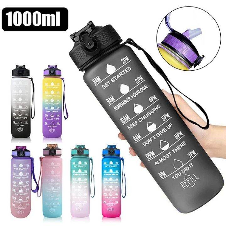 1 Liter Water Bottle Motivational Sport Water Bottle Leakproof Drinking ...