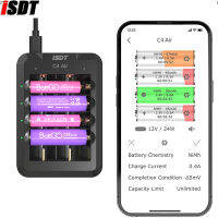 ISDT C4 Air USB Type-C Charger 6-Bay 4A Universal แบตเตอรี่ Smart Charger Wapp การเชื่อมต่อสำหรับ AA AAA Li-Ion แบตเตอรี่