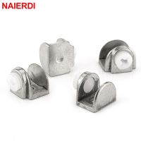 4PCS NED Half Round Glass Clamps Zinc Alloy Shelves Support Nickel Finish Corner Bracket Clips For 8mm Thick Furniture Hardware