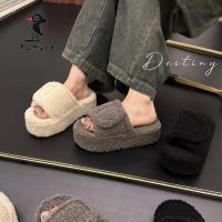 PLOVER Thick-Soled Slippers Womens Outer Wear 2023 New One-Word Cotton