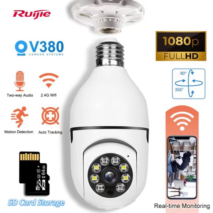 Ruijie V380 CCTV Camera Wifi Connect to Cellphone CCTV Bulb Camera WiFi ...