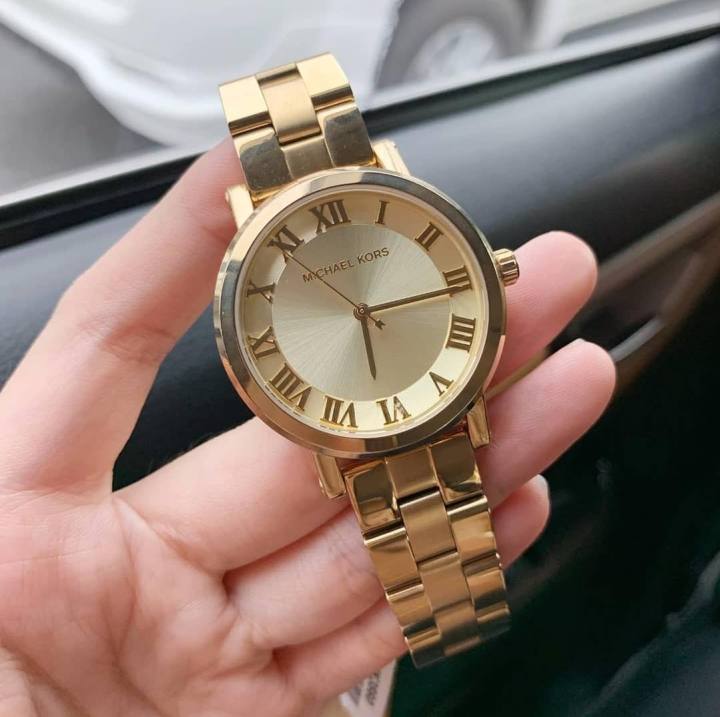 J2HL Michael Kors MK3560 Norie Gold Dial Fixed Bezel with Gold