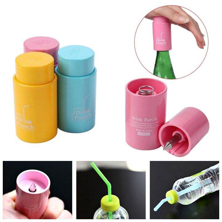 Drink Through A Straw Drink Punch / Water Bottle Cap Hole Maker / Juice