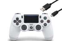 [ส่งตรงจากญี่ปุ่น] [ของแท้] ตัวควบคุมอุปกรณ์ควบคุมสัญญาณไวร์เลส (DualShock 4) Gracier White (CUH-ZCT2J13) สายชาร์จสำหรับไซเบอร์ PS4 3ม. ของแท้100% Gratis Ongkir