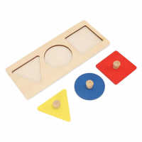 Geometric Shape Puzzle Educational Smooth Wooden Knob Puzzle Portable Funny 3 Color Mellow for Home for Baby Wooden Toys