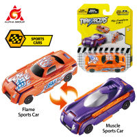 Transracers 1ชิ้น2-In-1เปลี่ยนรถสปอร์ตของเล่นพลิกรถยนต์แอ็คชั่นยานพาหนะมินิกระเป๋ารถของขวัญวันเกิดเด็กของเล่นของขวัญ