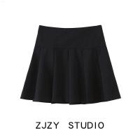 ZR แฟชั่นผู้หญิงเข้าได้กับทุกชุด ROK Mini อัดพลีทสไตล์นักศึกษาบางเอวสูงแฟชั่นสไตล์ยุโรปและอเมริกัน ZA