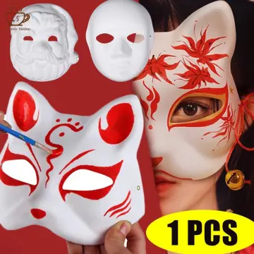 3pcs Cat Masks White Paper Blank Hand Painted Facemasks Diy