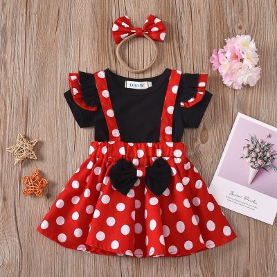 Baby Girls Mini Mouse Princess Dress Halloween Carnival Role-Play Dress Up Dots Bow 3pcs Birthday Outfits Kids Dresses for Girls
